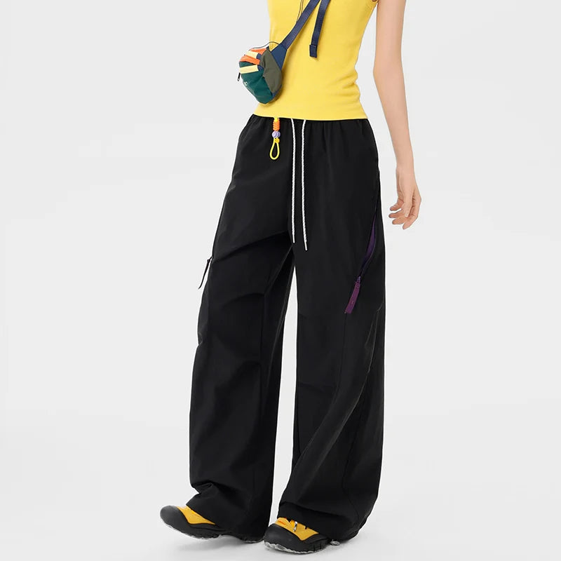 CHRLCK Women's Loose Cargo Pants Quick Drying Hiking Pants Breathable Fishing Camping Cycling Trekking Trousers Summer