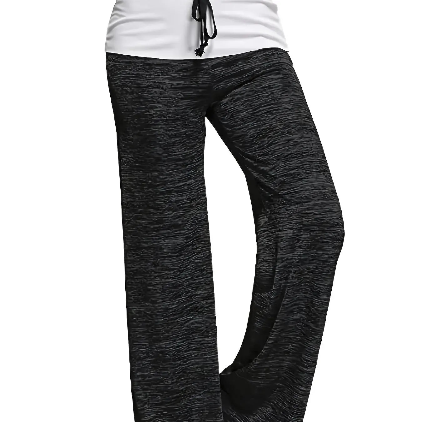 Plus Size 1XL-5XL Women's Casual Loose Drawstring Splicing Pants Fashion Wide Leg Stretch Yoga Pants