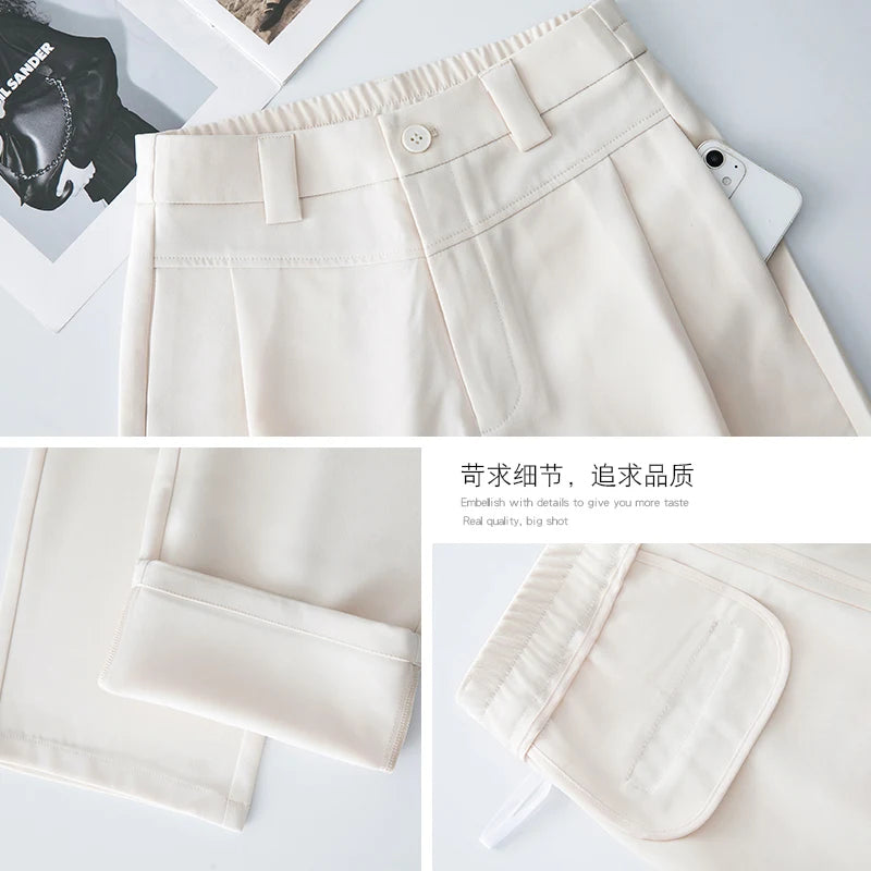 Women's high waisted casual pants new autumn versatile design slim fit straight tube narrow version wide leg Pants long Pants