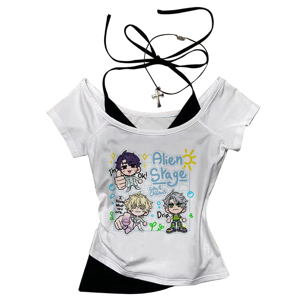 Alien Stage shirt teen Classic Pastel anime kawaii 80s tshirt graphic Pop Culture hip hop Gothic harajuku anime