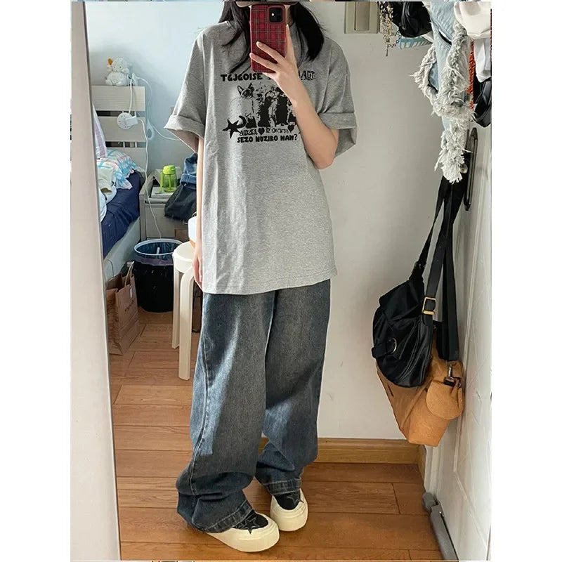 Retro Design Women's Summer T-shirt Short Sleeve Trendy Round Neck Top Casual Streetwear Comfortable Summer Fashion Clothing