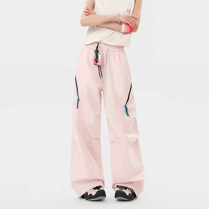 CHRLCK Women's Loose Cargo Pants Quick Drying Hiking Pants Breathable Fishing Camping Cycling Trekking Trousers Summer