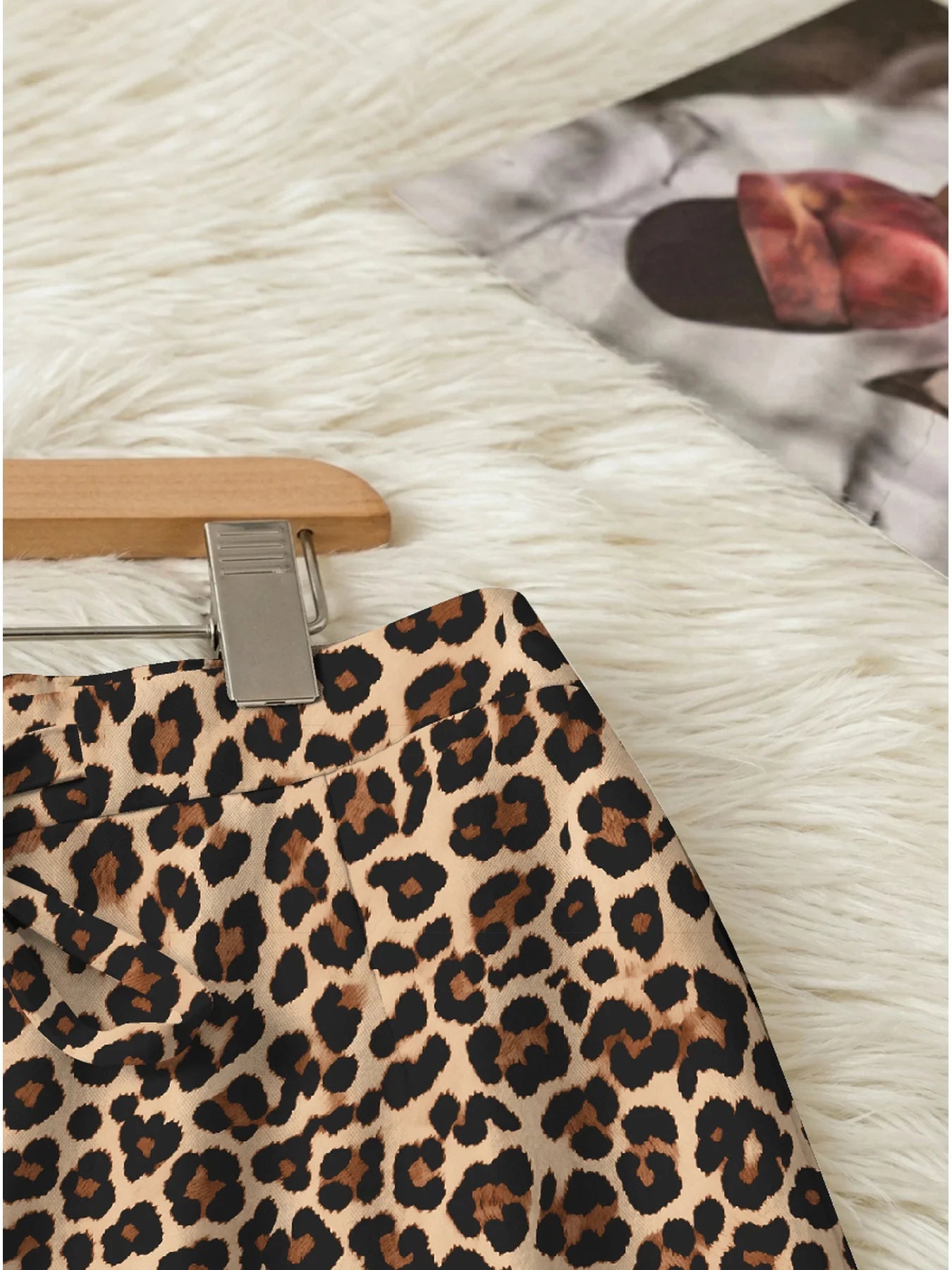 Summer women's casual and elegant leopard print elastic waistband tied loose wide leg pants