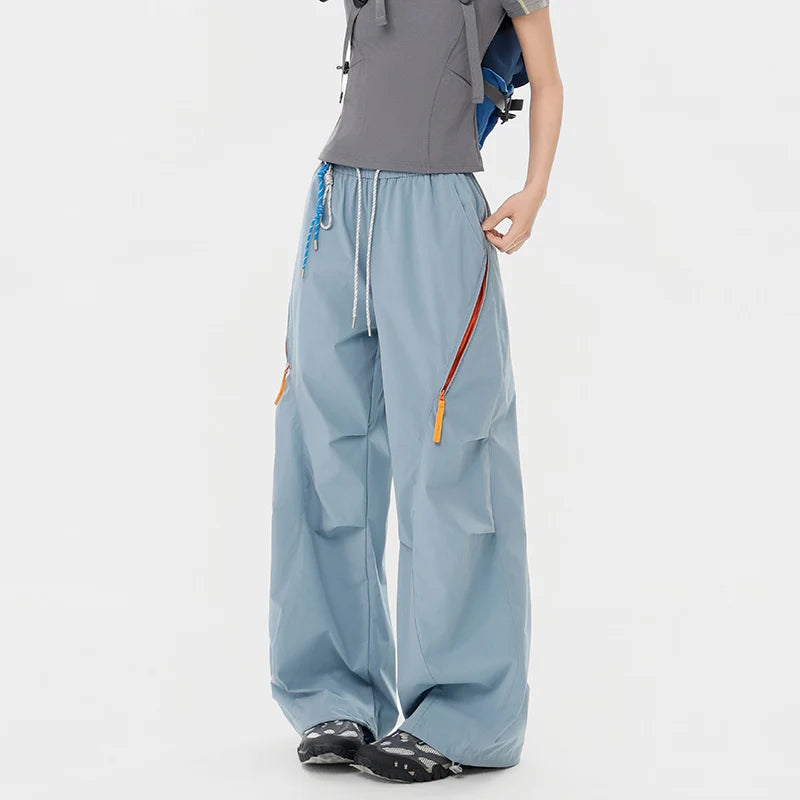 CHRLCK Women's Loose Cargo Pants Quick Drying Hiking Pants Breathable Fishing Camping Cycling Trekking Trousers Summer