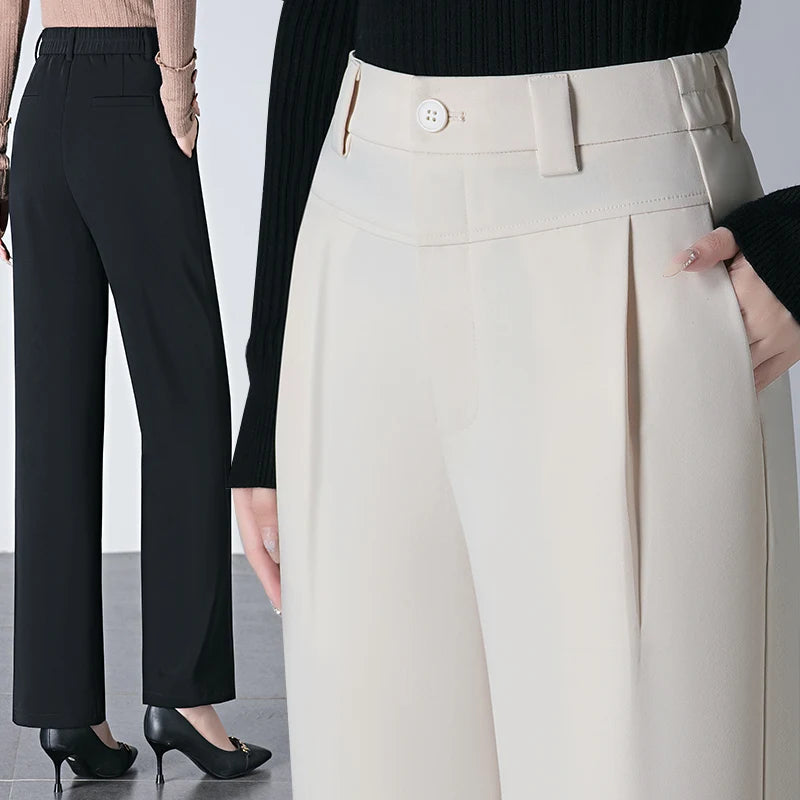 Women's high waisted casual pants new autumn versatile design slim fit straight tube narrow version wide leg Pants long Pants