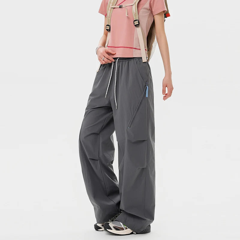 CHRLCK Women's Loose Cargo Pants Quick Drying Hiking Pants Breathable Fishing Camping Cycling Trekking Trousers Summer