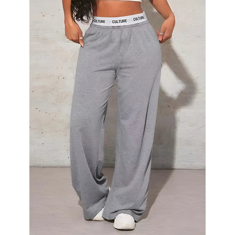 Women's Fashion Pants High Waist Webbing Loose Women's Wide Leg...