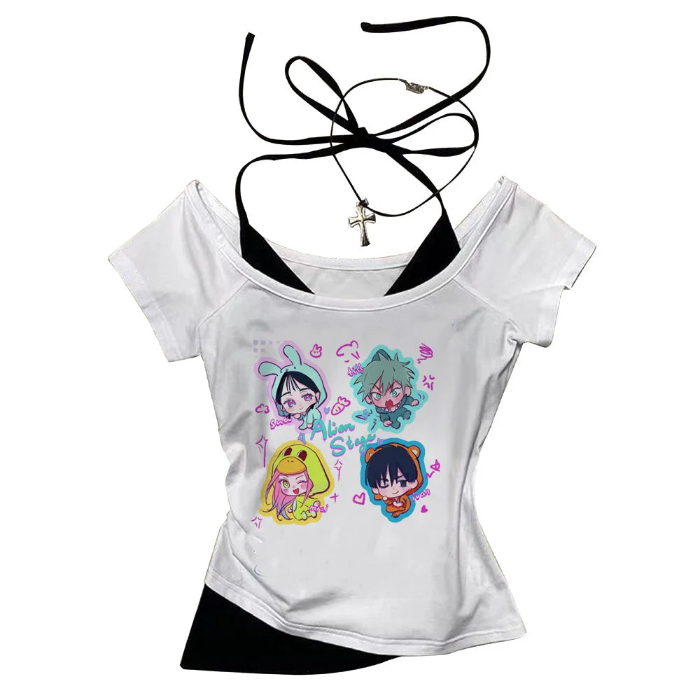 Alien Stage shirt teen Classic Pastel anime kawaii 80s tshirt graphic Pop Culture hip hop Gothic harajuku anime