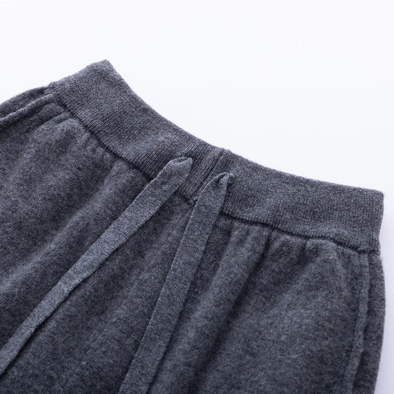 2024 Autumn And Winter New 100% Pure Wool Flat Small Foot Pants Women Loose High Waist Lean Knitted Cashmere Bunched Foot Pants