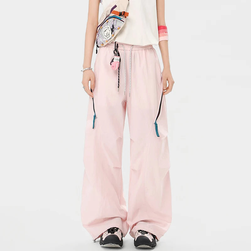 CHRLCK Women's Loose Cargo Pants Quick Drying Hiking Pants Breathable Fishing Camping Cycling Trekking Trousers Summer