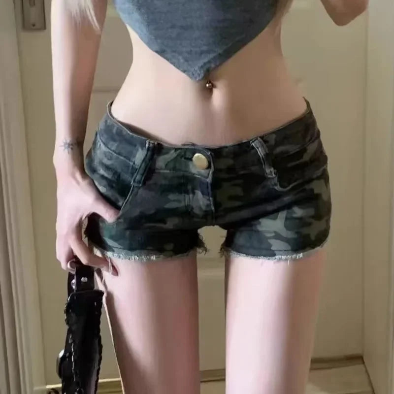 Camouflage Denim Shorts Women Slim Skinny Jeans Short Pants Spr...