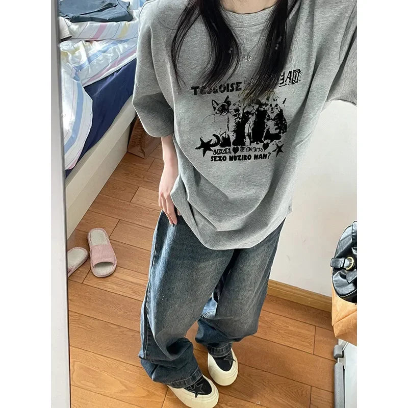 Retro Design Women's Summer T-shirt Short Sleeve Trendy Round Neck Top Casual Streetwear Comfortable Summer Fashion Clothing
