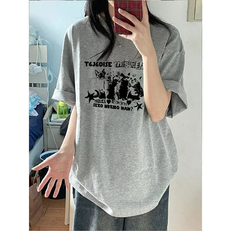Retro Design Women's Summer T-shirt Short Sleeve Trendy Round Neck Top Casual Streetwear Comfortable Summer Fashion Clothing