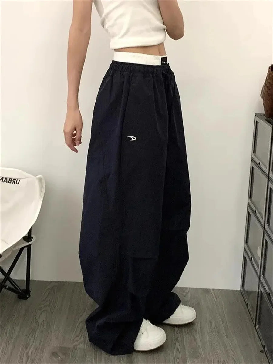 Women Cargo Pants Summer High Waist American Quick Dry Pants Y2K Baggy Hip Hop Casual Wide Leg Trousers Female Streetwear 2025